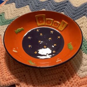 Festive Orange and Blue Halloween Bowl